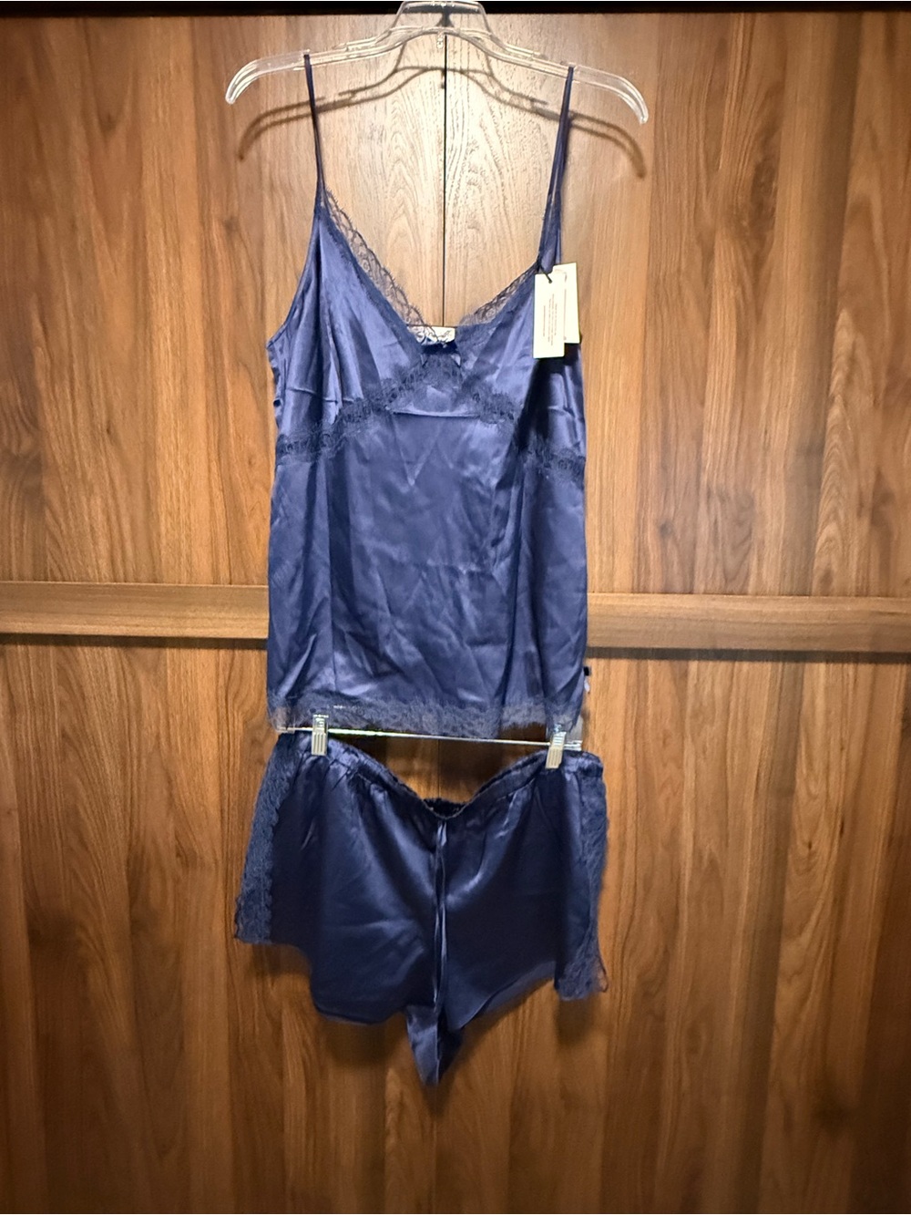 NWT Agent Provocateur Gisele Silk with Lace Trim Cami & Shorts Set, Size 16